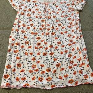 Floral Print sleep gown with Orange Flowers